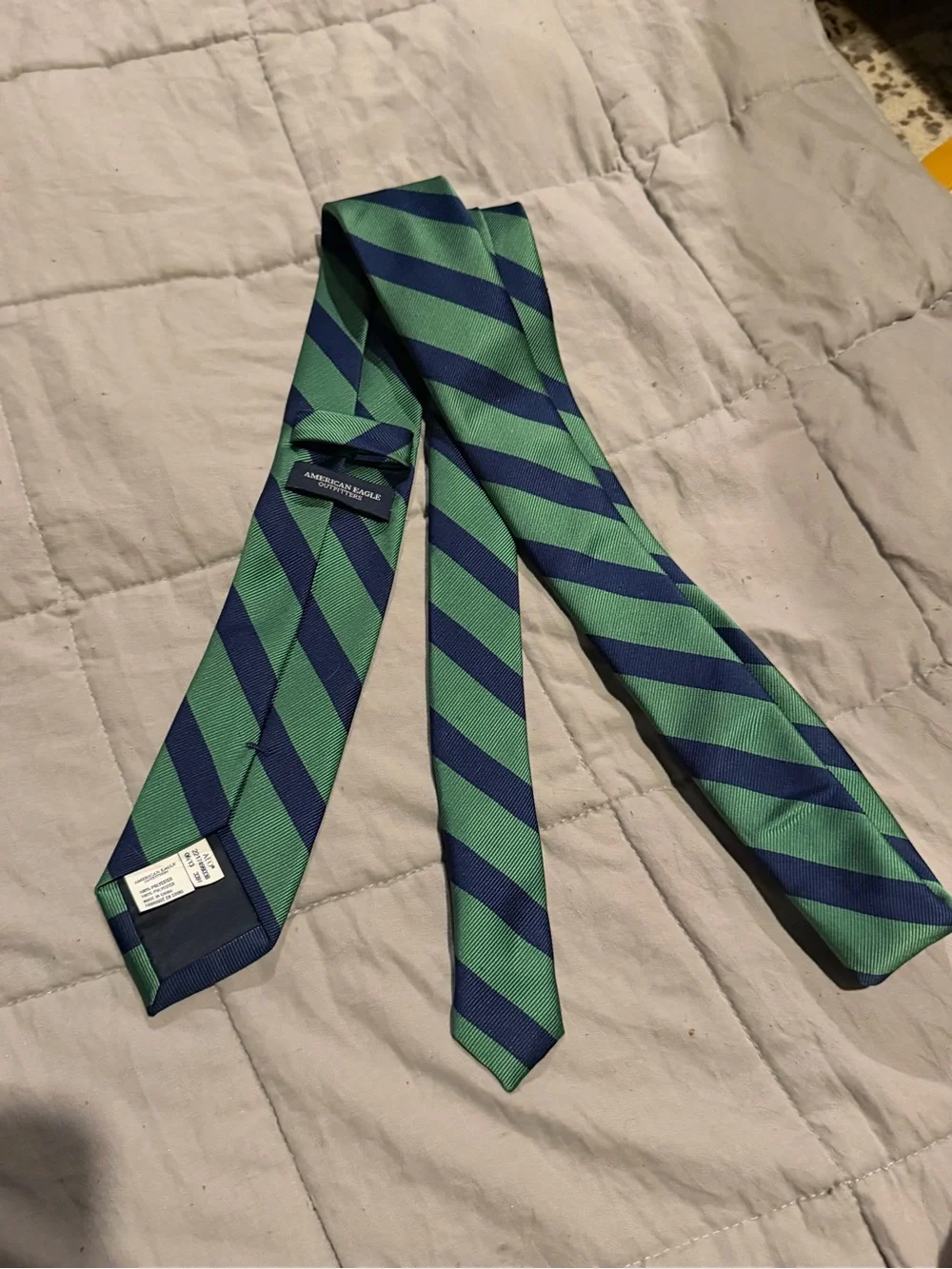 American Eagle Outfitters Green and Navy Diagonal Stripe Tie